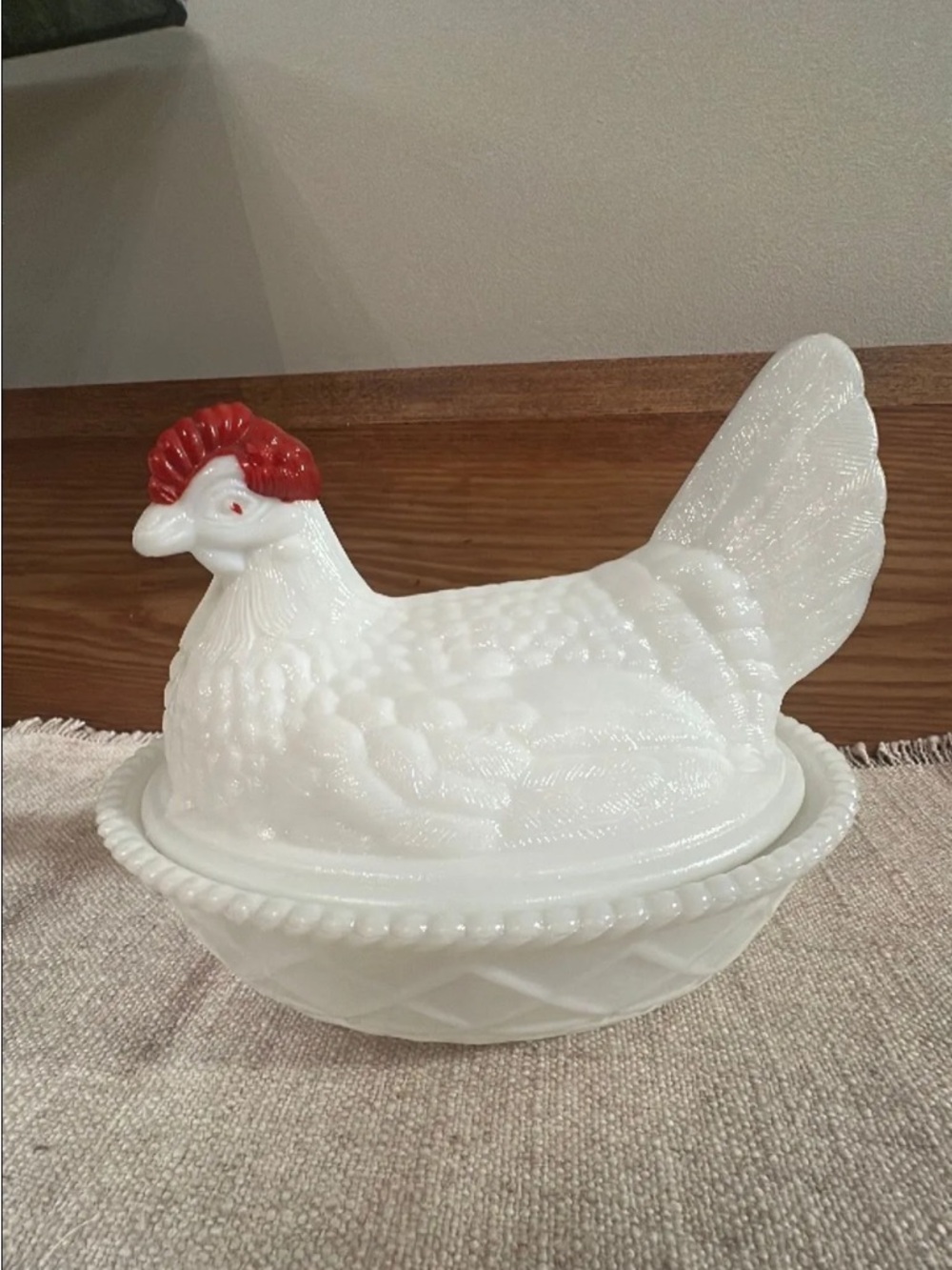 Milk Glass West Moreland Hen on Nest